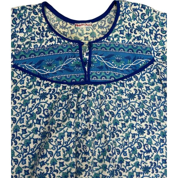 Handmade‎ Boho Dress Small Blue Floral Ethnic Print Sheila’s Bom 1 Cotton Tunic - Picture 4 of 6